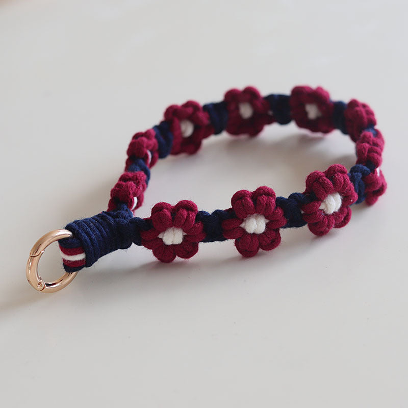 Wholesale Cotton Rope Handwoven Daisy Flower Keychain